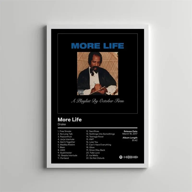 Drake Pop Rap Music Album Cover Poster Aesthetic Rapper Hip Hop Rock Wall Art Canvas Painting Picture for Living Room Home Decor