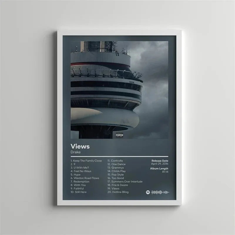 Drake Pop Rap Music Album Cover Poster Aesthetic Rapper Hip Hop Rock Wall Art Canvas Painting Picture for Living Room Home Decor