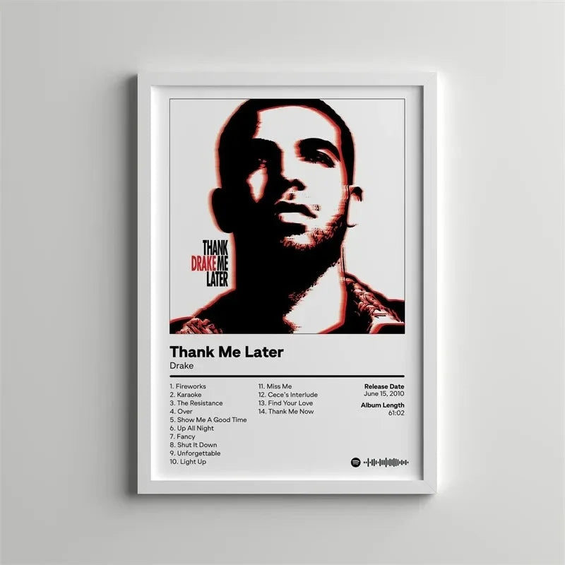 Drake Pop Rap Music Album Cover Poster Aesthetic Rapper Hip Hop Rock Wall Art Canvas Painting Picture for Living Room Home Decor