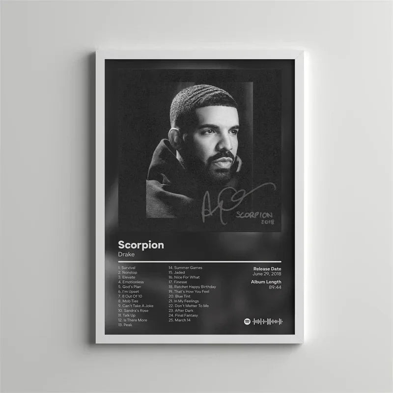 Drake Pop Rap Music Album Cover Poster Aesthetic Rapper Hip Hop Rock Wall Art Canvas Painting Picture for Living Room Home Decor